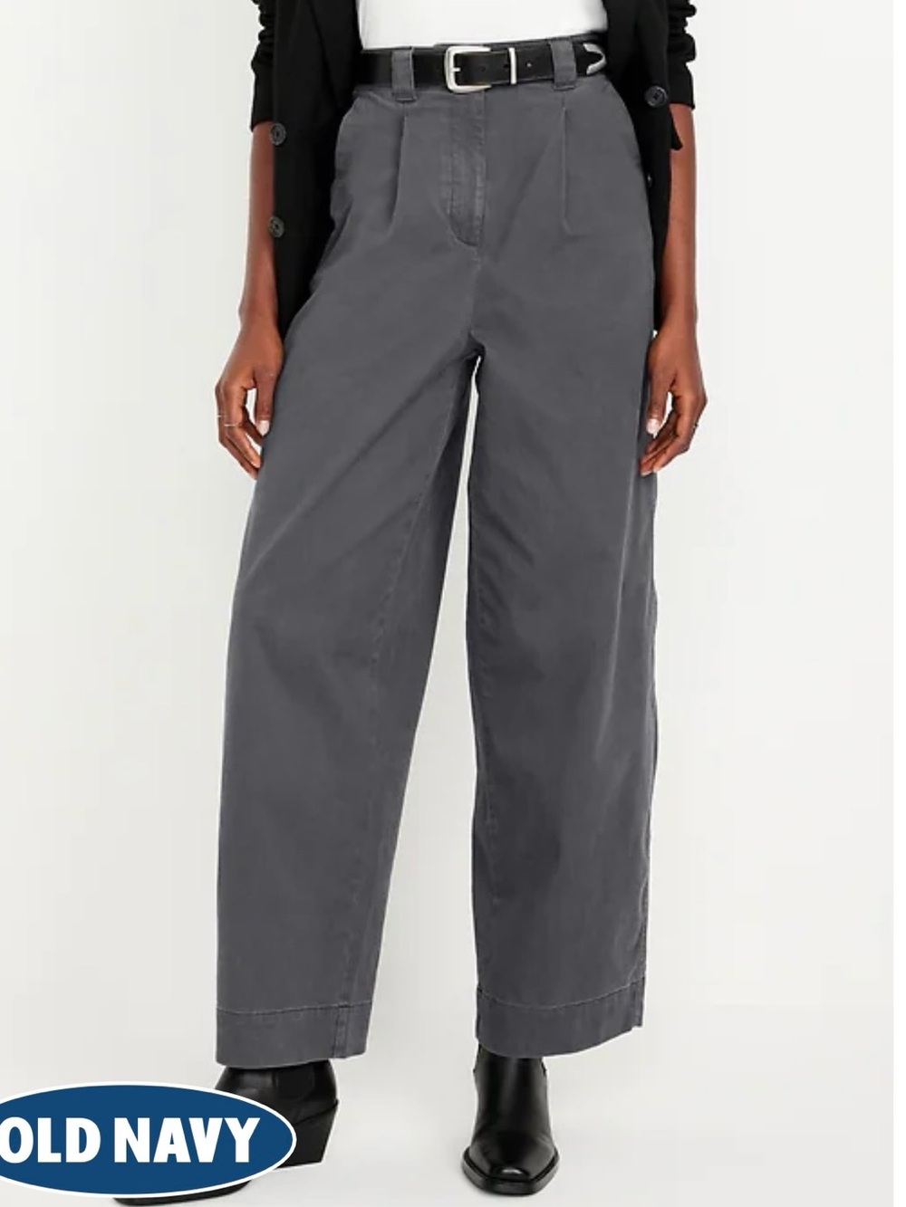 Old Navy Charcoal Gray High-Rise Wide-Leg Chinos